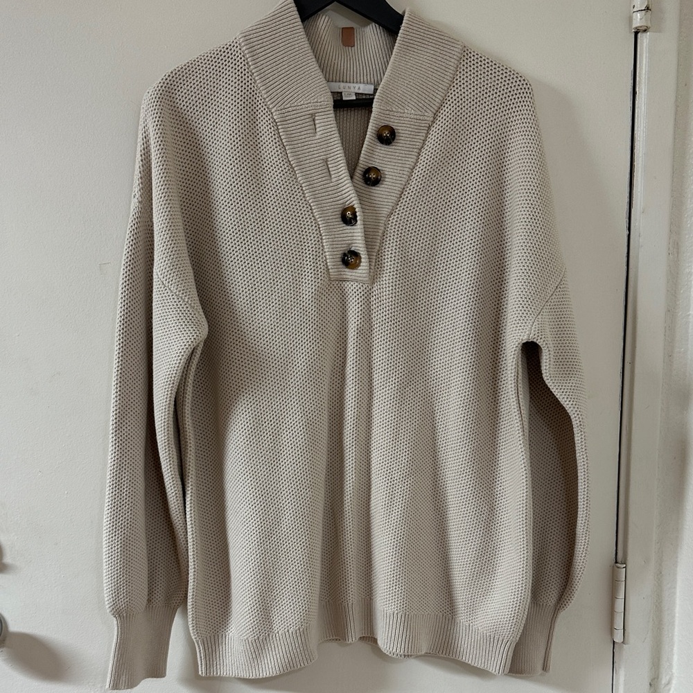 Lunya Cozy Cotton Silk Henley Cotton Sweater Large/XLarge